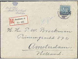 Sweden. Facit 169 cover , 110 öre on registered 3-fold cover sent from STOCKHOLM 15 …
