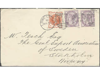 Britain. Michel 86, 65 II (x2) cover , 1887 Queen Victoria Jubilee Issue ½ d vermilion …