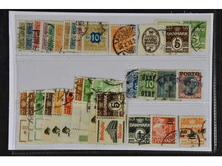 Denmark. Used 1875–1922. Back-of-the-book. All different, e.g. TI 1-10, TI 18, RE2, RE …