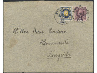 Sweden. Facit 53c, 62c on cover, Oscar II 8 öre violet and 2 öre bicoloured numeral type …