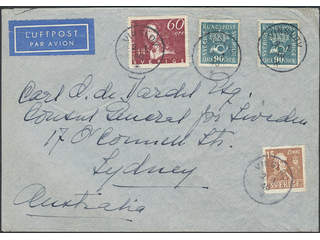 Sweden. Air mail cover Facit 167, 265, 321A , 15+60+2x90 öre on air mail cover sent from …