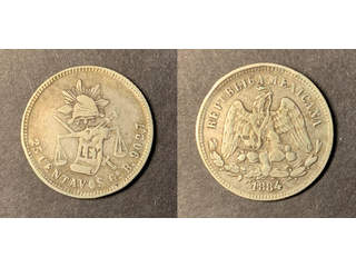 Mexico 25 centavos 1884 Go, VF