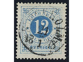 Sweden. Facit 21i used , 12 öre clear blue on ordinary paper. EXCELLENT cancellation …