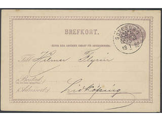 Sweden. Postal stationery, Single postcard, Facit bKe6, Postcard 6 öre cancelled with …