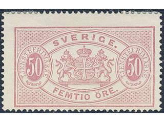 Sweden. Official Facit Tj9d ★, 50 öre carmine-rose, perf 14, yellowish paper. Fresh …