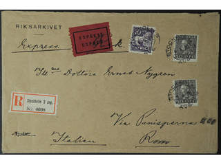 Sweden. Facit 192, 146A on cover, 10+2x50 öre on registered special delivery cover sent …