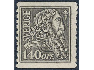 Sweden. Facit 155bz ★★ , 1921 Gustaf Vasa 140 öre black with watermark KPV.