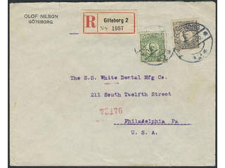 Sweden. Facit 79, 91 cover, 5+50 öre on registered 5-fold cover sent from GÖTEBORG …