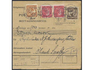 Sweden. Facit 147, 148A, 180 cover, 2×20+25+30 öre on money order with return receipt …