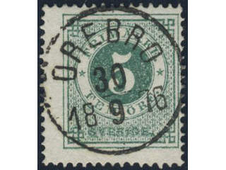 Sweden, Sverige, Sverige, Sverige. Facit 19 used, 5 öre green. EXCELLENT cancellation …