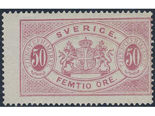 Sweden. Official Facit Tj9a ★, 50 öre violetish carmine, perf 14, blue-greyish paper. …