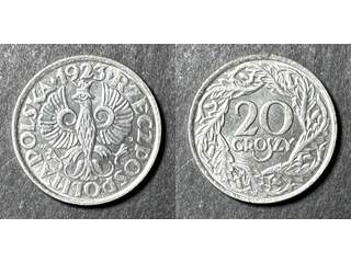 Polen 20 groszy 1923, AU/UNC