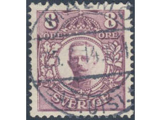 Sweden. Facit 81 used, 8 öre violet. EXCELLENT cancellation MALMÖ 25.7.14.