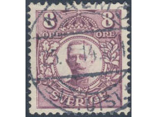 Sweden. Facit 81 used, 8 öre violet. EXCELLENT cancellation MALMÖ 25.7.14.