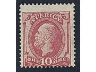 Sweden. Facit 39 (★) , 1885 Oscar II, letterpress 10 öre red. Without gum. Somewhat thin …