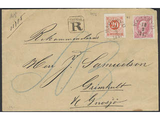 Sweden. Facit 45, 46 cover , 10+20 öre on insured cover sent from HAGARYD 18.3.1887 to …