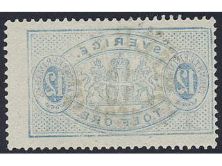 Sweden. Official Facit Tj25v6 used , 10/12 öre blue with set off variety. EXCELLENT …