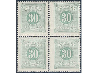 Sweden. Postage due Facit L8b1 ★★, 30 öre green, perf 14, in fresh and beautiful block …