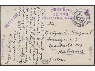 Sweden. Facit 143E, 145C cover, 5+10 öre on postcard sent from ÖSTERSUND 14.11.30 to …