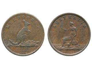 Coins, Australia, Victoria. KM Tn-244, 1/2 penny 1851. Taylor. Token coinage. F-VF.