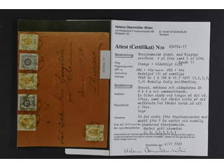 Sweden. Facit 40b (x4), 44a (x2) on cover, 2 öre orange in four examples and two 6 öre …