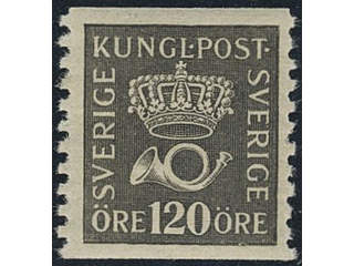 Sweden. Facit 171a ★★, 120 öre black vertical perf 9¾. Perfect centering. SEK 2000