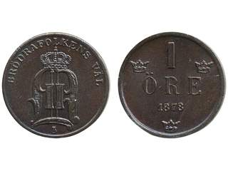 Coins, Sweden. Oskar II, MIS II.2, 1 öre 1878. 01/0.