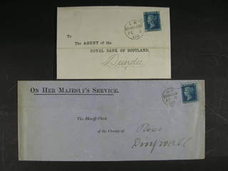 Britain. Michel 17 cover , 1858 Queen Victoria, with corner letters 2 d blue, single …