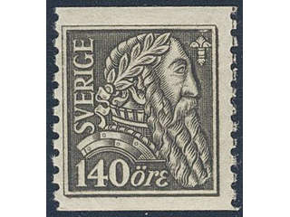 Sweden. Facit 155b ★★ , 1921 Gustaf Vasa 140 öre olivish grey-black on soft paper.