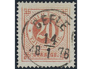 Sweden, Sverige, Sverige, Sverige. Facit 23a used, 20/20 öre brick-red on pale orange. …