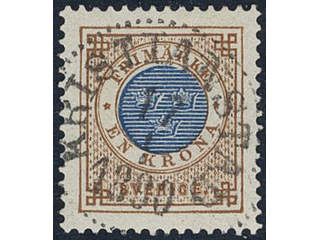 Sweden, Sverige, Sverige, Sverige. Facit 49a used, 1 Krona orange-brown/blue. Superb …