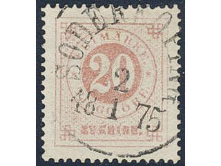 Sweden. Facit 22d used , 20 öre pale red. EXCELLENT cancellation SÖDERKÖPING 2.1.1875. A …