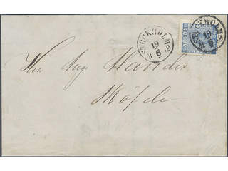Sweden. Facit 9k cover , 12 öre blue-ultramarine. Letter sent from STOCKHOLM 19.6.1862 …