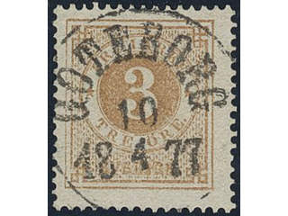 Sweden, Sverige, Sverige, Sverige. Facit 17h used, 3 öre olivish orange-brown. EXCELLENT …