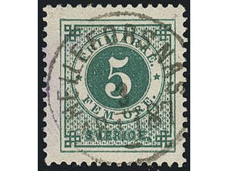 Sweden. Facit 43 used , 5 öre green. EXCELLENT cancellation HELLEFORSNÄS 3.11.1887. Weak …