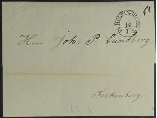 Sweden. M county. HELSINGBORG 14.1.1836, arc postmark. Type 4 on letter sent to …