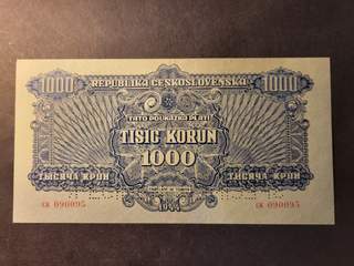 Czechoslovakia 1000 korún 1944, SPECIMEN, AU