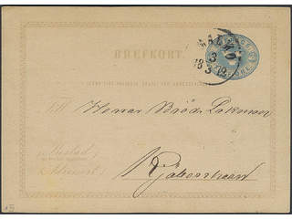 Sweden. Postal stationery, Single postcard, Facit bKe1IAa v.III, Postcard 12 öre light …