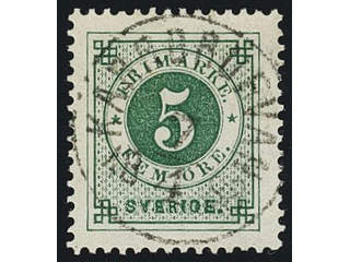 Sweden. Facit 43c used , 5 öre deep green. Superb/EXCELLENT cancellation KÄRRGRUFVAN …