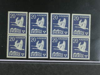 Sweden. Facit 337BB ★★ , 1953 Flying Swans 20 Kr blue, FOUR pairs. (4).