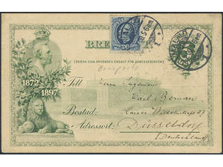 Sweden. Postal stationery, single postcard Facit bKe9, 56 , 1897 Commemorative postcard …