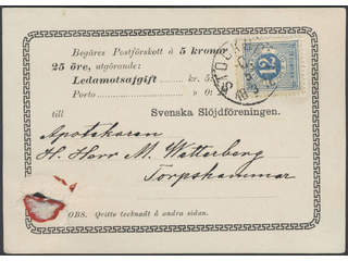 Sweden. Facit 32 on cover, 12 öre on cash on delivery card sent from STOCKHOLM 5.3.1878 …