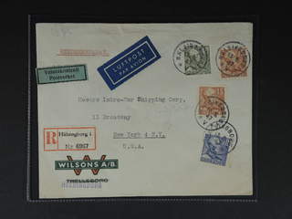 Sweden. Air mail cover Facit 275, 279, 281 , 2x15+30+40 öre on registered air mail cover …