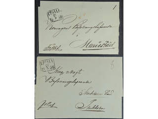 Sweden. C county. UPSALA 1856-1858, rectangular postmark. Type 5 on two covers sent …