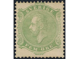 Sweden, C A Nymans proposal stamp FEM öre in yellow green colour with …