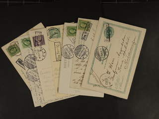 Sweden. DENMARK. Danish cancellation FRA SVERIGE on seven postcards sent 1890s–1920s. (7).