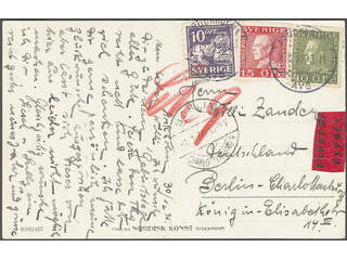 Sweden. Facit 146C, 177A, 190 cover, 10+15+40 öre as correct postage on special delivey …