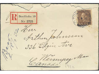 Sweden. Facit 191 on cover, 45 öre on registered cover sent from STOCKHOLM 19 1.9.32 to …