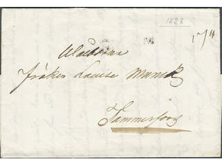 Sweden. A county. STOCKHOLM, straight postmark. Cover dated 1828 sent to Tammerfors, …