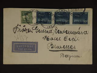 Sweden. Air mail cover Facit 231, 143A , 5+3x10 öre on air mail cover sent from MALMÖ …